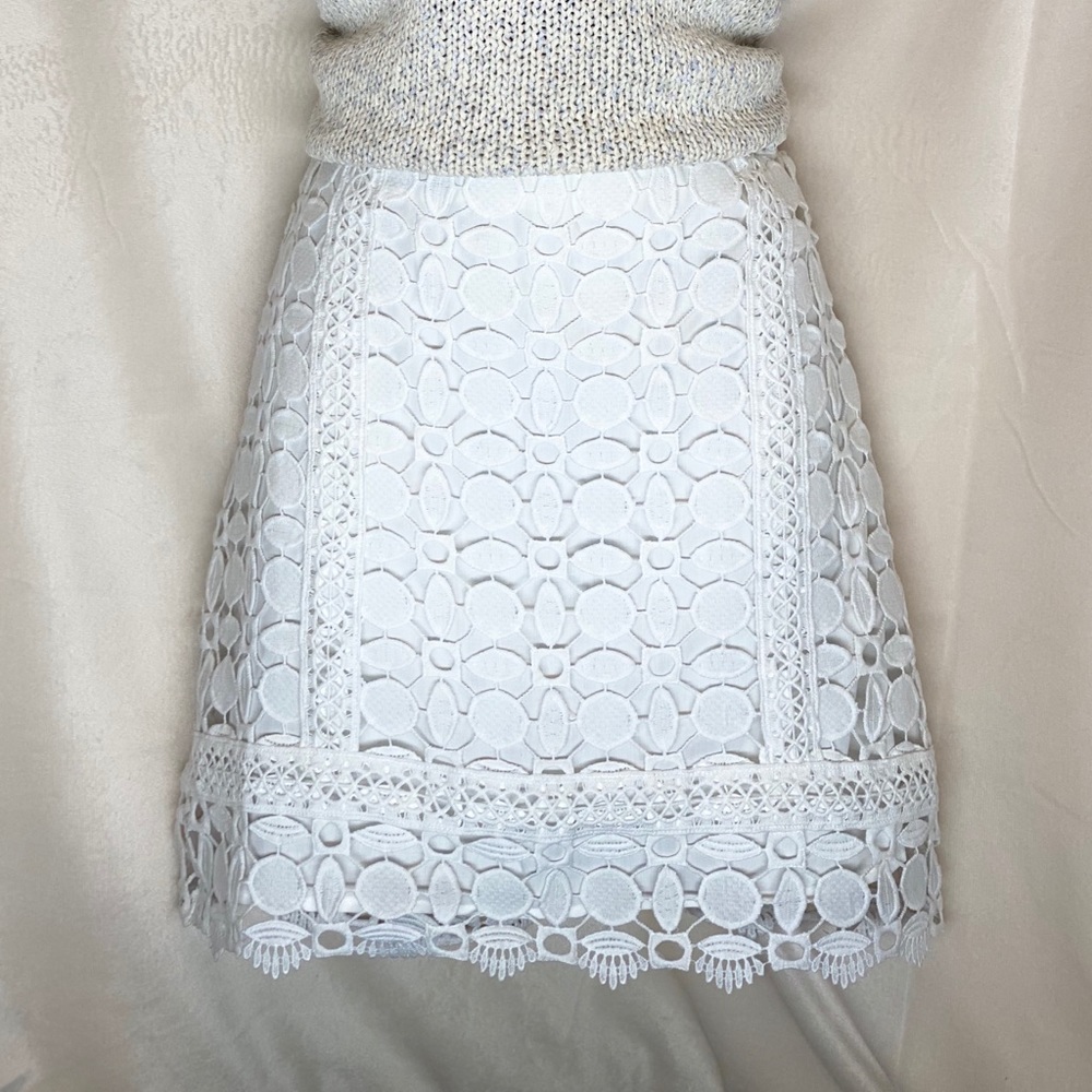 White Skirt with Floral Lace Overlay Size 6